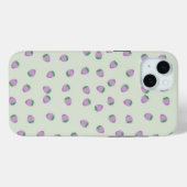 緑の背景の紫いちごパターン Case-Mate iPhoneケース (裏面 (横))