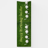 緑の背景の誕生日にゴルフボールとティー 横断幕 (縦)