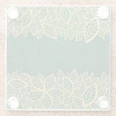 緑の背景の金葉のレース ガラスコースター (裏面)