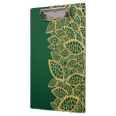 緑の背景の金葉のレース クリップボード (左)