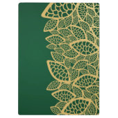緑の背景の金葉のレース クリップボード (裏面)