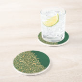 緑の背景の金葉のレース コースター (側面)