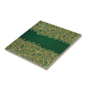 緑の背景の金葉のレース タイル (側面)