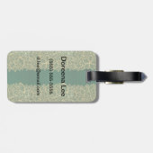 緑の背景の金葉のレース ラゲッジタグ (裏面横)