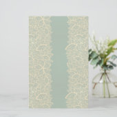 緑の背景の金葉のレース 便箋 (スタンド正面)