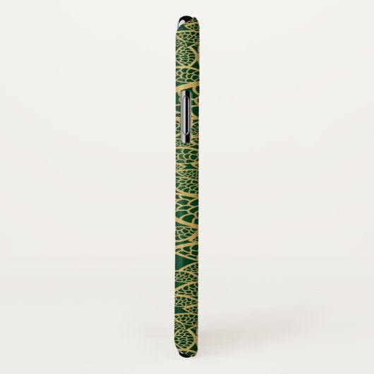 緑の背景の金葉のレース Case-Mate iPhoneケース (裏面/右)