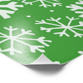 緑の背景の雪の嵐 フォトプリント (角)