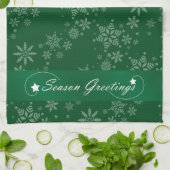 緑の背景の雪 キッチンタオル (折り畳み)