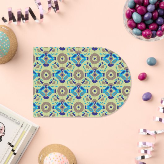 緑の背景の青と緑の模様 アクリル招待状 (インサイチュ (お祝い))