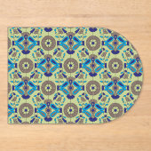 緑の背景の青と緑の模様 アクリル招待状 (正面)