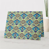 緑の背景の青と緑の模様 サンキューカード (正面)