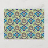 緑の背景の青と緑の模様 ポストカード (裏面)
