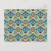 緑の背景の青と緑の模様 ポストカード (正面)