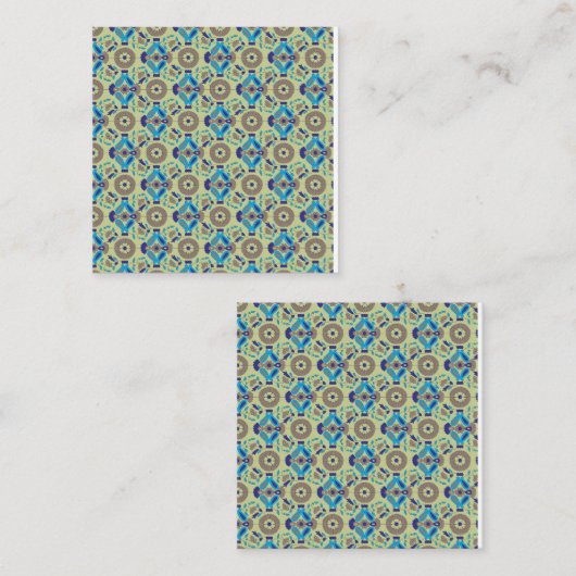 緑の背景の青と緑の模様 予約カード (正面/裏面)
