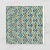 緑の背景の青と緑の模様 予約カード (裏面)