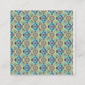 緑の背景の青と緑の模様 予約カード (正面)