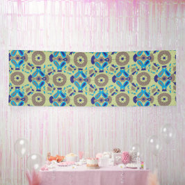 緑の背景の青と緑の模様 横断幕