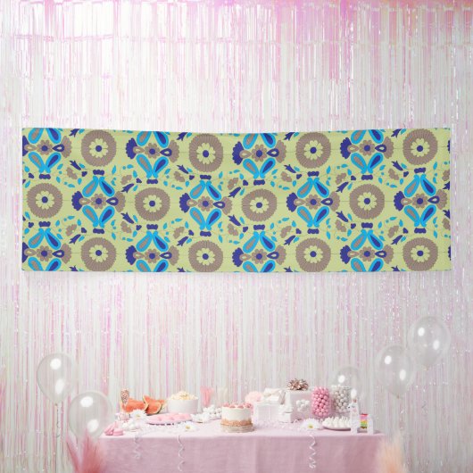 緑の背景の青と緑の模様 横断幕 (パーティー)