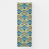 緑の背景の青と緑の模様 横断幕 (縦)