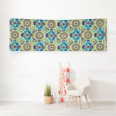 緑の背景の青と緑の模様 横断幕 (インサイチュ)