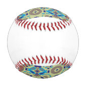 緑の背景の青と緑の模様 野球ボール (裏面)