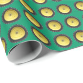 緑の背景の黄色のトラクタホイール ラッピングペーパー (ロールコーナー)