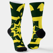 緑の背景の黄色のフローラオーナメント ソックス (傾斜あり)