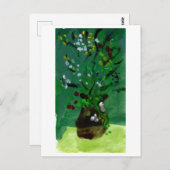 緑の背景はがき上の緑の花瓶 ポストカード (正面/裏面)