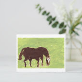 緑の背景はがき上の馬の放牧 ポストカード (スタンド正面)