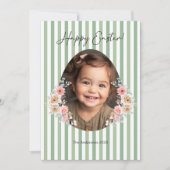 緑の背景を持つイースターストライプのフォトカード シーズンカード (正面)
