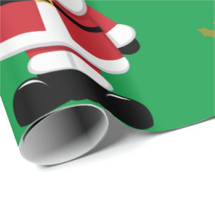 緑の背景を持つクリスマスサンタクロース  ラッピングペーパー
