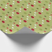 緑の背景を持つクリスマスレッド、白い緑のドット ラッピングペーパー (角)