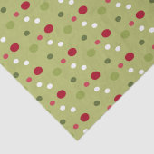 緑の背景を持つクリスマスレッド、白い緑のドット 薄葉紙 (詳細)