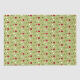 緑の背景を持つクリスマスレッド、白い緑のドット 薄葉紙