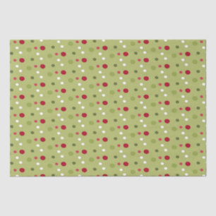 緑の背景を持つクリスマスレッド、白い緑のドット 薄葉紙