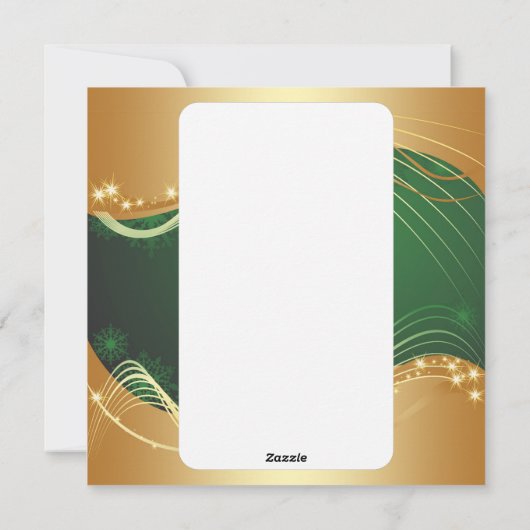 緑の背景を持つゴールデンクリスマスの動機… シーズンカード (裏面)