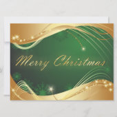 緑の背景を持つゴールデンクリスマスの動機 シーズンカード (正面)