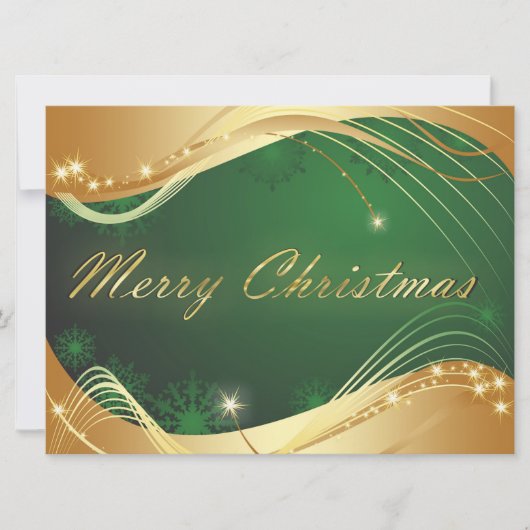 緑の背景を持つゴールデンクリスマスの動機 シーズンカード (正面)