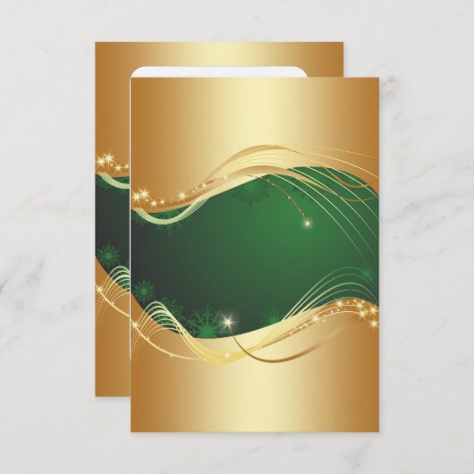 緑の背景を持つゴールデンクリスマスの動機… 招待状 (正面/裏面)