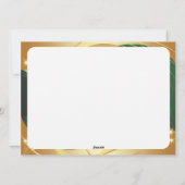 緑の背景を持つゴールデンクリスマスモチーフ シーズンカード (裏面)