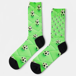 緑の背景を持つサッカーファンデザイン ソックス