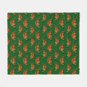 緑の背景を持つタイガーパターン フリースブランケット (正面(横))