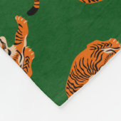 緑の背景を持つタイガーパターン フリースブランケット (角)