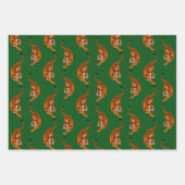 緑の背景を持つタイガーパターン ラッピングペーパーシート (正面2)