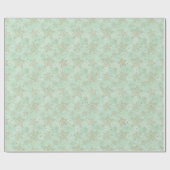 緑の背景を持つ淡い色の金ゴールド星 ラッピングペーパー (フラット)