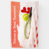 緑の背景バナーのテニスウェルカムサイン 横断幕 (縦)