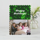 緑の背景フラットカード付き雪片 シーズンカード (スタンド正面)