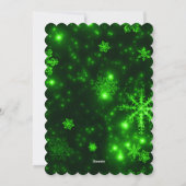 緑の背景フラットカード付き雪片 シーズンカード (裏面)
