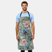 緑の背景フローラ水の色パターン。 エプロン (着用した状態)