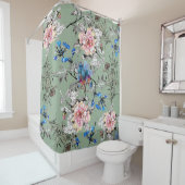 緑の背景フローラ水の色パターン。 シャワーカーテン (インサイチュ)